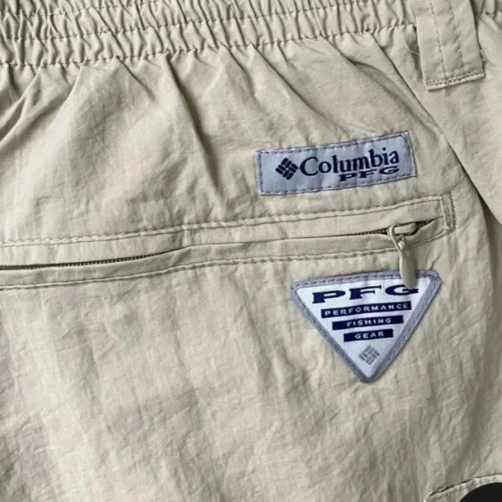 Columbia PFG Pants Men's XXL 32L Beige Convertible Zip Shorts Hiking Fishing